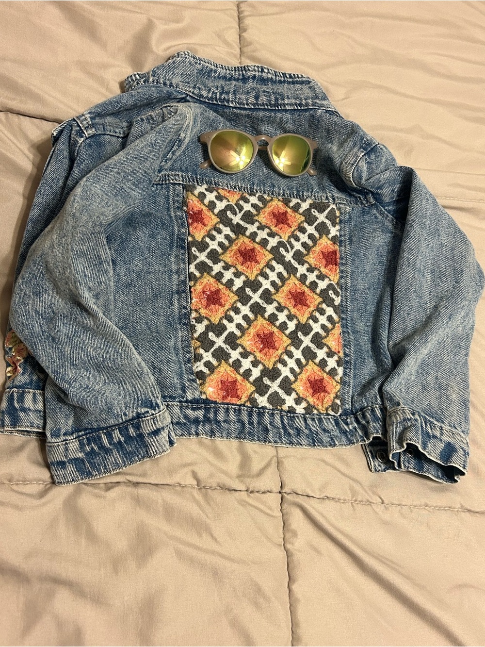Little Lass Light Blue Denim Jacket with Floral Embroidery - Picture 2 of 2